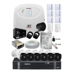 Kit Alarme Residencial Sem Fio E Kit Cftv 6 Câmeras Hd 720p